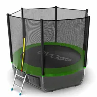 Батут для дачи с сеткой EVO JUMP External 8ft (Green) с внешней сеткой и лестницей + нижняя сеть