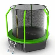 Батут для дачи с сеткой EVO JUMP Cosmo 8ft (Green) с внутренней сеткой и лестницей + нижняя сеть