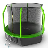 Батут для дачи с сеткой EVO JUMP Cosmo 10ft (Green) с внутренней сеткой и лестницей + нижняя сеть