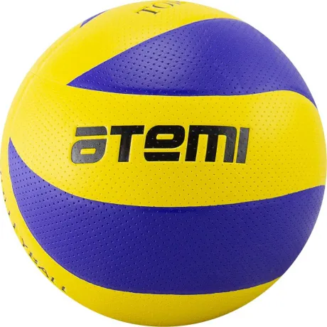 Мяч волейбольный Atemi TORNADO, синтетическая кожа PVC, желт-син, 8 п, клееный, окруж 65-67